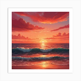 Sunset On The Beach 1 Art Print