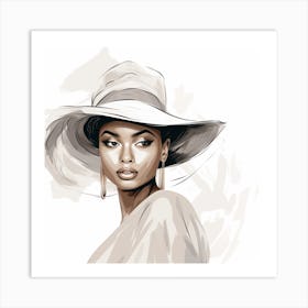 Beautiful Woman In A Hat Art Print