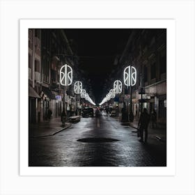 Street Lights At Night Art Print