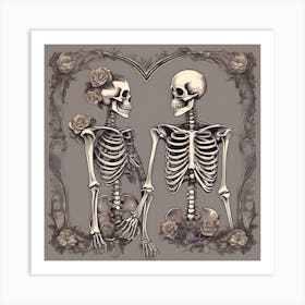 Skeleton Couple Art Print