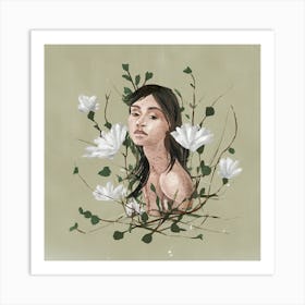 Girl With Flowers 10 Art Print