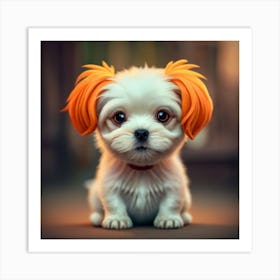 Cute Dog With Orange Hair Art Print
