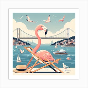 Flamingo On The Beach 2 Art Print