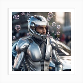 Futuristic Man With Bubbles Art Print