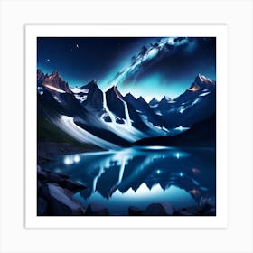 Mountain Lake At Night Art Print