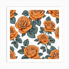 Realistic Orange Rose Flat Surface Pattern For Background Use Ultra Hd Realistic Vivid Colors Hi (7) Art Print