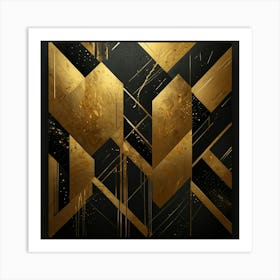 Abstract Gold And Black Painting Art Print