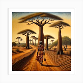 Sunrise in Baobab Art Print