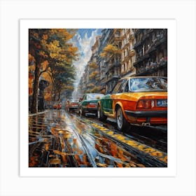 Cars On The Street Art Print