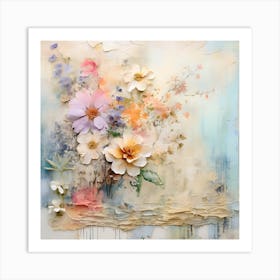 Vintage Pastel Flowers 12 Art Print