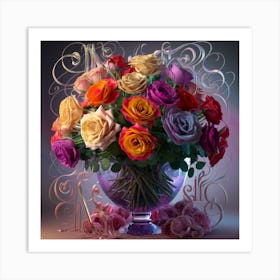 Roses In A Vase 1 Art Print