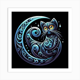 Cat blue 3 Art Print