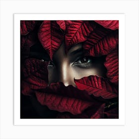 Red Poinsettia Leaves Art Print