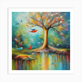 Tree With Birds Art Print