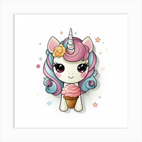 Kawaii Unicorn 27 Art Print