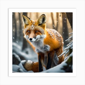 Red Fox In The Snow 7 Art Print