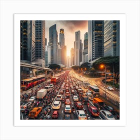 Traffic Jam In Singapore 1 Art Print