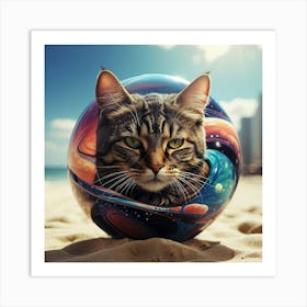 Cat In A Ball Art Print