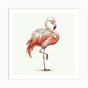 Line Art flamingo 3 Art Print