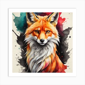 Red Fox, wall art, painting design Art Print