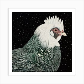 Ohara Koson Inspired Bird Painting Chicken 4 Square Art Print