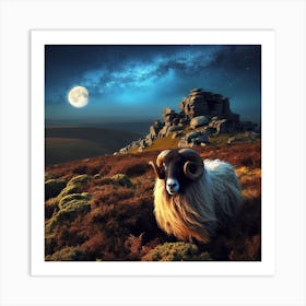 Sheep Against The Night Sky Art Print