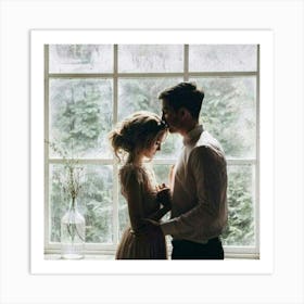 Couple In Front Of Window Art Print