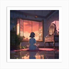 Manga Girl In A Room 8 Art Print