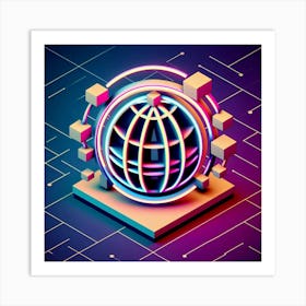 3d World Globe Art Print