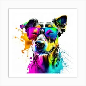Colourful Dog Sunglasses (67) Art Print