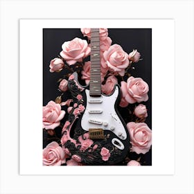Rhapsody in Pink and Black Guitar Wall Art Collection 19 Art Print