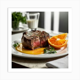 Steak With Orange Slices Art Print