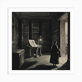 Man In A Library Art Print