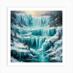 Iceberg And Frozen Waterfall Art Print