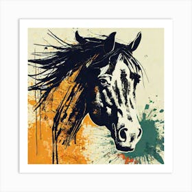 Illustration grunge Horse Art Print