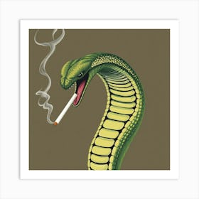 Cobra Smoking Cigarette Art Print