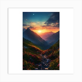 Sunset In The Mountains 7 Art Print