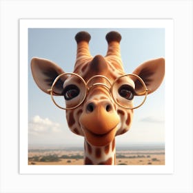 Giraffe With Glasses 3 Art Print