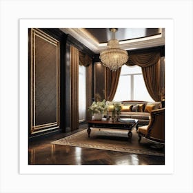 Black And Gold Living Room 2 Art Print