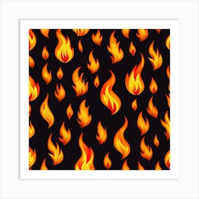 Flames On Black Background 43 Art Print