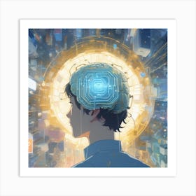 Man With A Brain 3 Art Print