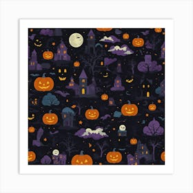 Flat Design Halloween Background Art Print