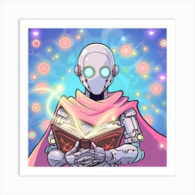 Robot Reading A Book Art Print