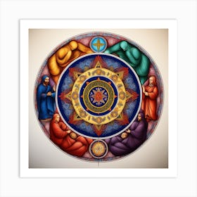 In A Circle Of Unity, Hands Hold Symbols Of Diverse Faiths 2 Art Print