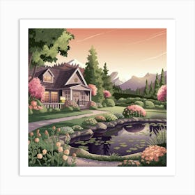 Garden Cottage In The Countryside Art Print