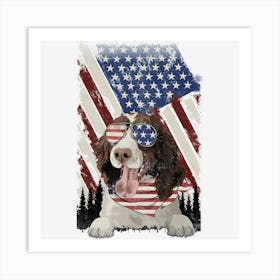 American Flag English Springer Spaniel Dog Art Print