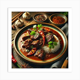 A Beautifully Plated Dish Of Adobo Rendang, Showca Art Print