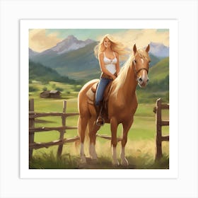 Girl On A Horse - Jump Into Spring Art Print