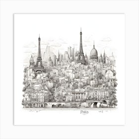 Paris Skyline Art Print