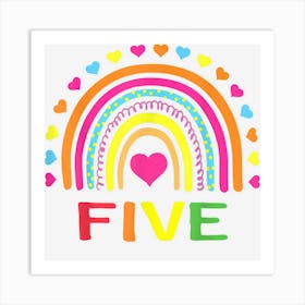 5 Years Old Rainbow 5th Birthday For Girls Boys Kids 1 Art Print